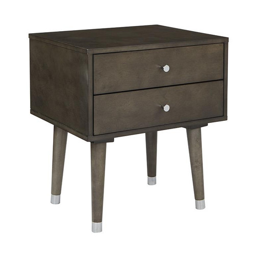 Cupertino Side Table W/ 2 Drawers In Grey Finish & K/D Legs (CUP082-GRY)