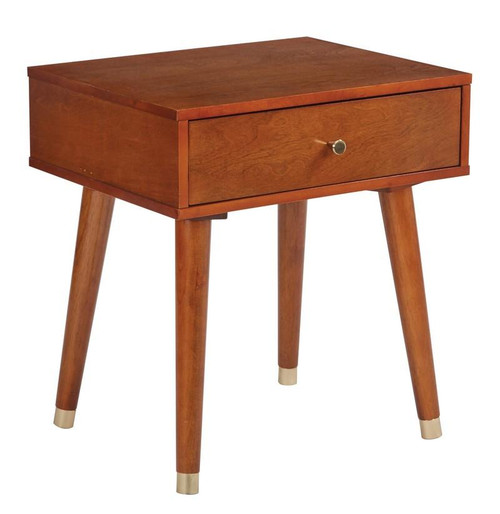 Cupertino Side Table With Drawer In Light Walnut And Legs (CUP08-LWA)