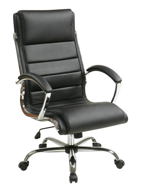 Executive Chair With Thick Padded Black Faux Leather Seat (FL1327C-U6)