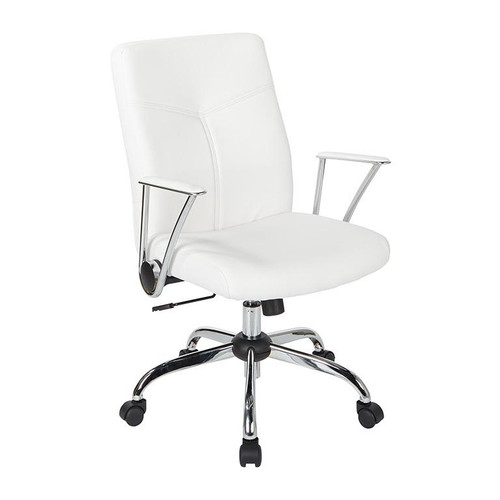 Faux Leather Chair In White With Chrome Base (FL80287C-U11)