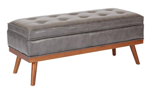 Katheryn Storage Bench In Deluxe Pewter Bonded Leather (KAT-BD26)