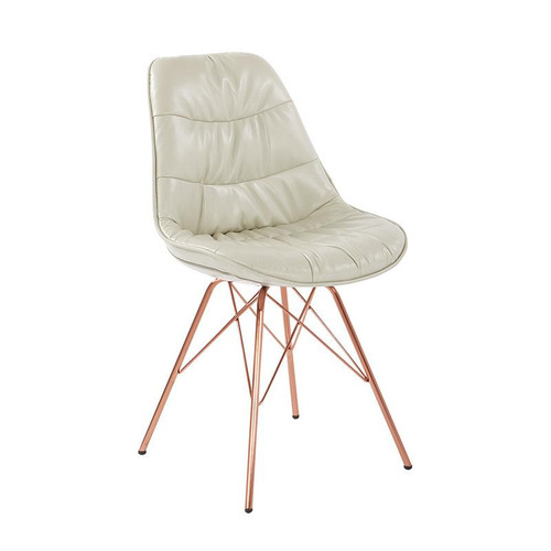 Langdon Chair In Cream Faux Leather With Rose Gold Base (LGD-U28)