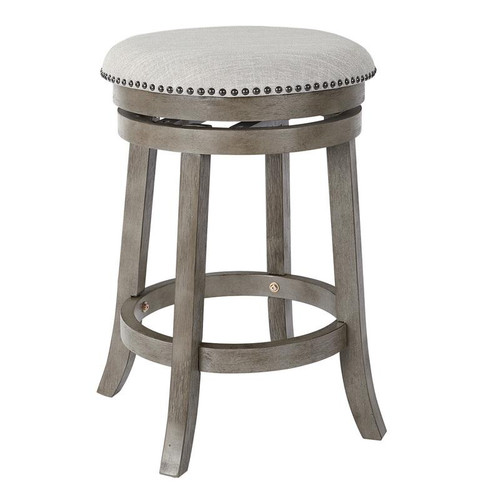 Backless Swivel Stool In Antique Grey Finish 2-Pack (MET17824-AG)