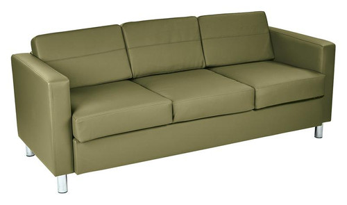 Pacific Dillon Sage Vinyl Sofa Couch W/ Box Spring Seats & Silver Color Legs (PAC53-R106)