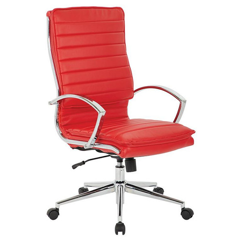 High Back Manager'S Faux Leather Chair In Red W/ Chrome Base (SPX23590C-U9)
