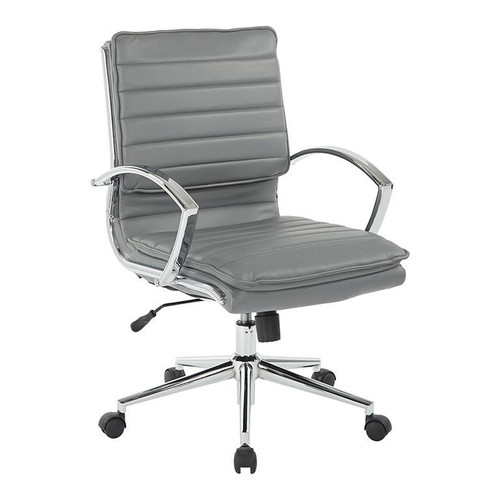 Mid Back Manager'S Faux Leather Chair In Charcoal W/ Chrome Base (SPX23591C-U42)