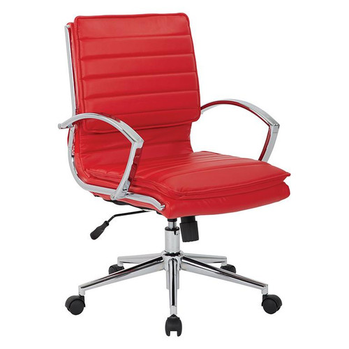 Mid Back Manager'S Faux Leather Chair In Red W/ Chrome Base (SPX23591C-U9)