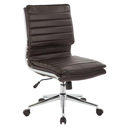 Armless Mid Back Manager'S Faux Leather Chair In Espresso W/ Chrome Base (SPX23592C-U1)