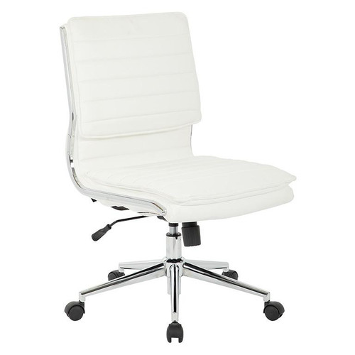 Armless Mid Back Manager'S Faux Leather Chair In White W/ Chrome Base (SPX23592C-U11)