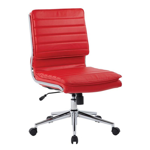 Armless Mid Back Manager'S Faux Leather Chair In Red W/ Chrome Base (SPX23592C-U9)