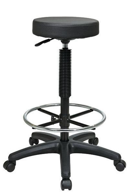 Backless Round Black Stool With Adjustable Footring (ST217)