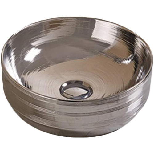 13.89-In. W Above Counter Silver Vessel For Deck Mount Deck Mount Drilling By American Imaginations (AI-27930)