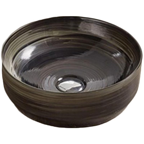 13.98-In. W Above Counter Black Swirl Vessel For Deck Mount Deck Mount Drilling By American Imaginations (AI-27928)