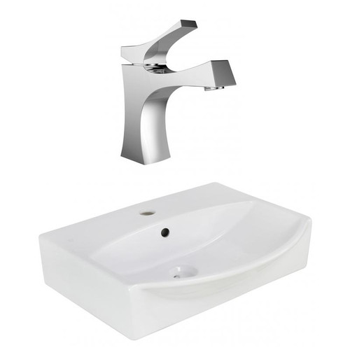19.5" W Above Counter White Vessel Set For 1 Hole Center Faucet (AI-22631)
