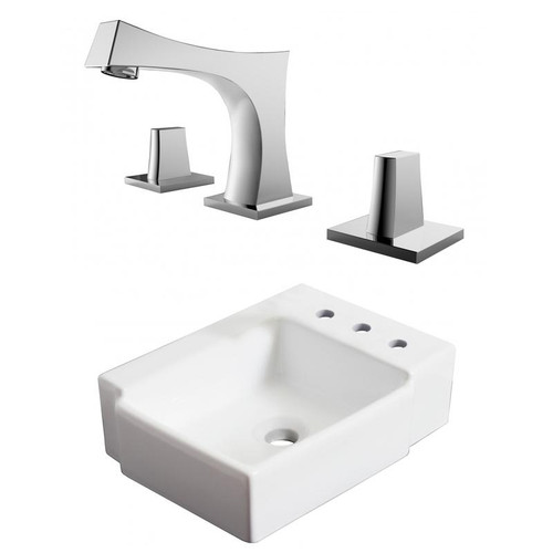 16.25" W Wall Mount White Vessel Set For 3H8" Right Faucet (AI-22571)