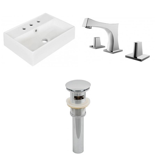 19.75" W Wall Mount White Vessel Set For 3H8" Center Faucet (AI-26215)