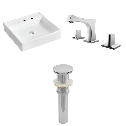 17.5" W Wall Mount White Vessel Set For 3H8" Center Faucet (AI-26155)