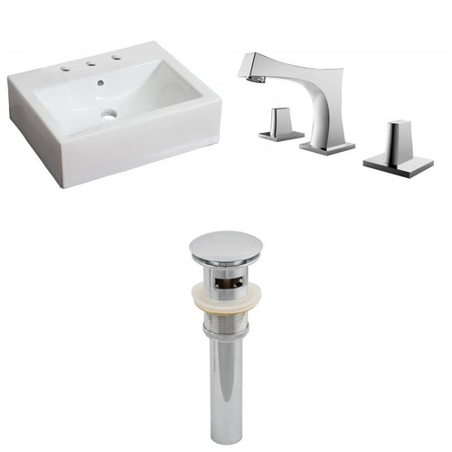 21" W Wall Mount White Vessel Set For 3H8" Center Faucet (AI-26125)