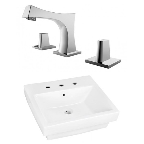 20.5" W Above Counter White Vessel Set For 3H8" Center Faucet (AI-22416)