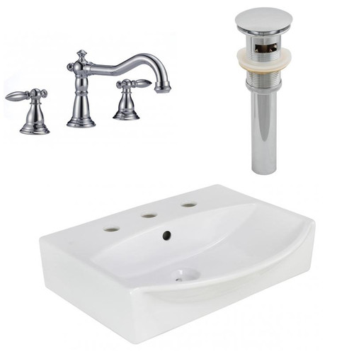 19.5" W Above Counter White Vessel Set For 3H8" Center Faucet (AI-26587)