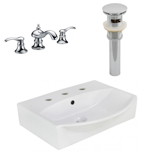 19.5" W Above Counter White Vessel Set For 3H8" Center Faucet (AI-26584)