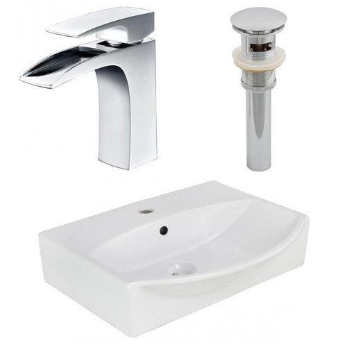 19.5" W Above Counter White Vessel Set For 1 Hole Center Faucet (AI-26575)