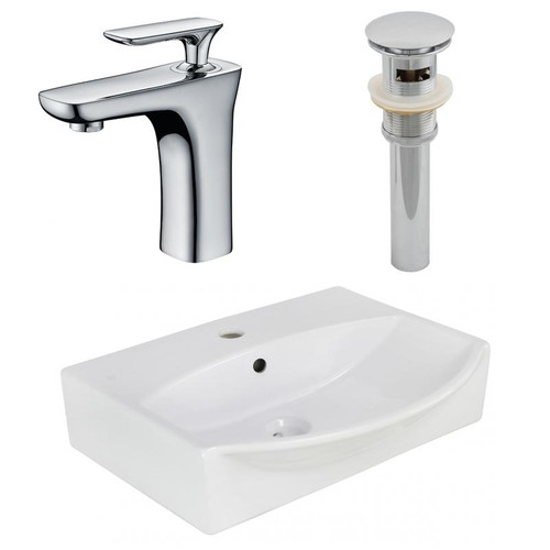 19.5" W Wall Mount White Vessel Set For 1 Hole Center Faucet (AI-26568)