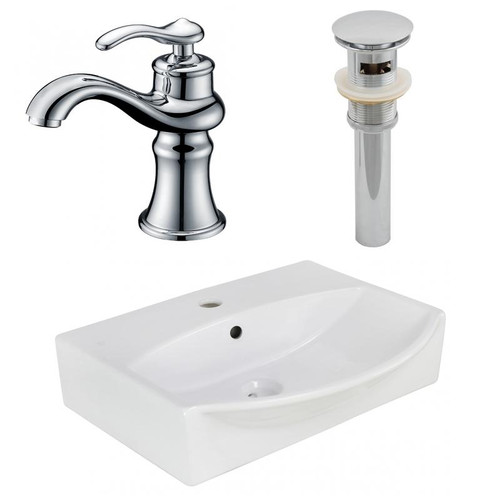 19.5" W Wall Mount White Vessel Set For 1 Hole Center Faucet (AI-26566)