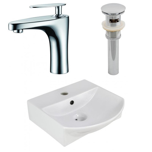 13.75" W Wall Mount White Vessel Set For 1 Hole Center Faucet (AI-26555)