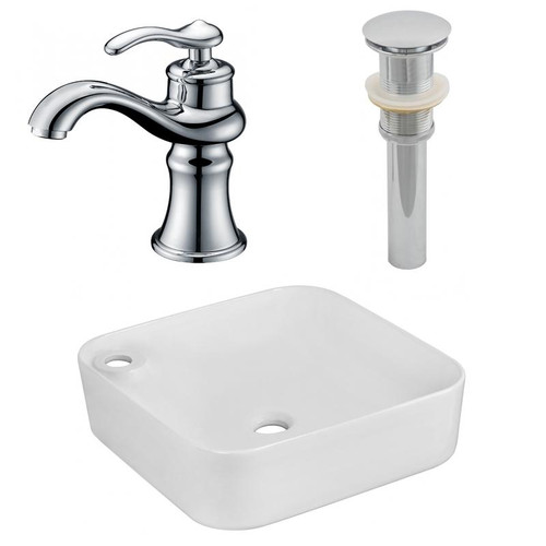 17" W Above Counter White Vessel Set For 1 Hole Left Faucet (AI-26548)