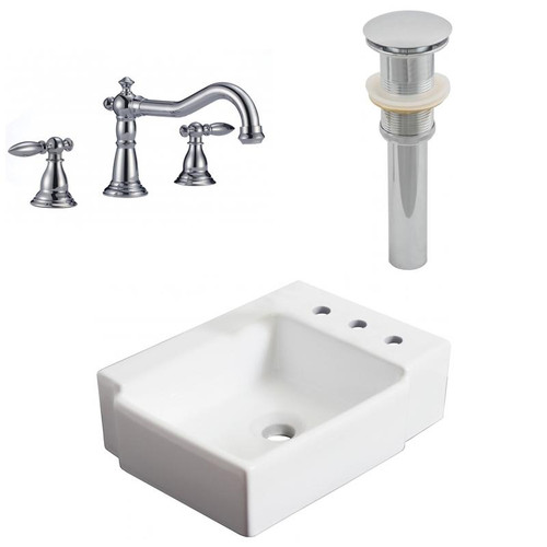 16.25" W Wall Mount White Vessel Set For 3H8" Right Faucet (AI-26533)