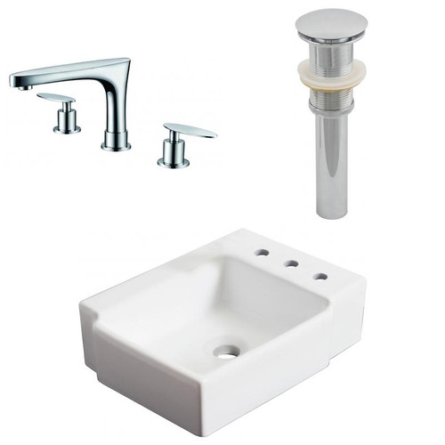 16.25" W Wall Mount White Vessel Set For 3H8" Right Faucet (AI-26531)