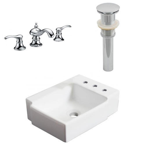 16.25" W Wall Mount White Vessel Set For 3H8" Right Faucet (AI-26530)