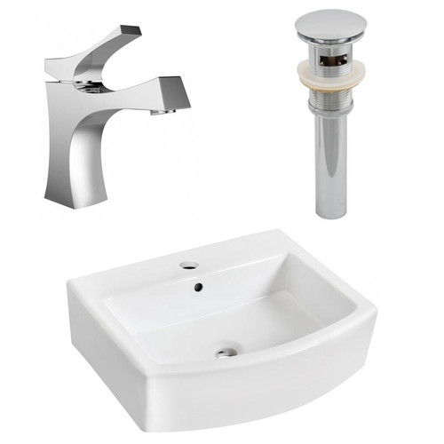 22.25" W Wall Mount White Vessel Set For 1 Hole Center Faucet (AI-26505)