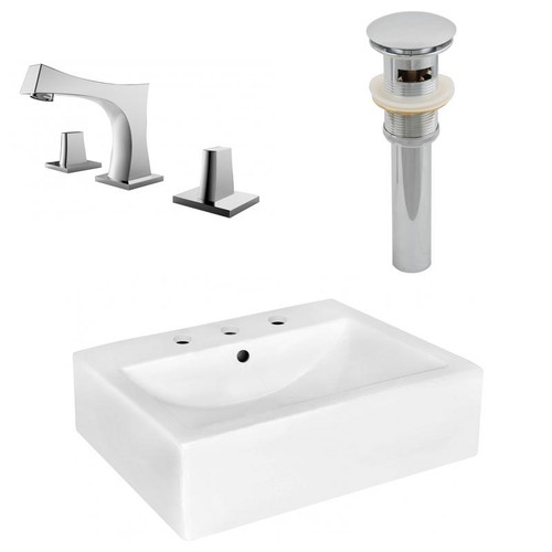 20.25" W Wall Mount White Vessel Set For 3H8" Center Faucet (AI-26487)