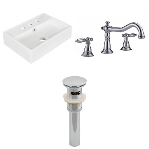 19.75" W Above Counter White Vessel Set For 3H8" Center Faucet (AI-26207)
