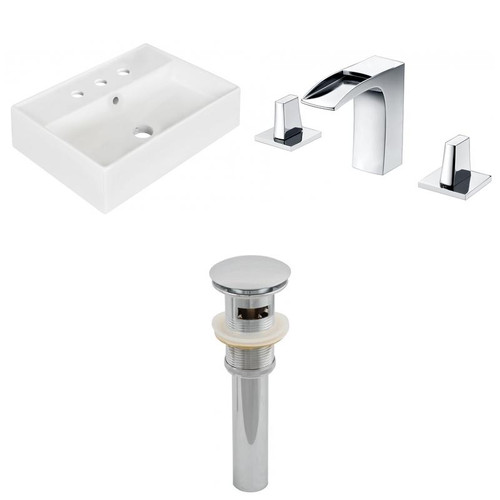 19.75" W Above Counter White Vessel Set For 3H8" Center Faucet (AI-26206)
