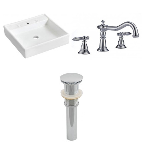 17.5" W Wall Mount White Vessel Set For 3H8" Center Faucet (AI-26159)