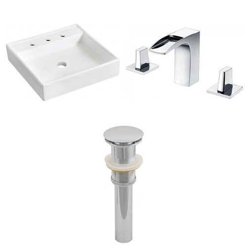 17.5" W Wall Mount White Vessel Set For 3H8" Center Faucet (AI-26158)