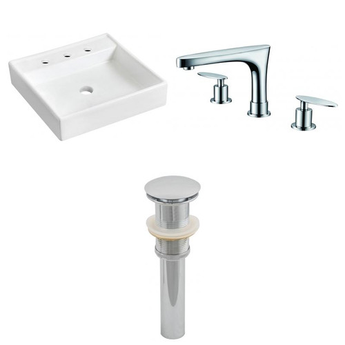 17.5" W Wall Mount White Vessel Set For 3H8" Center Faucet (AI-26157)