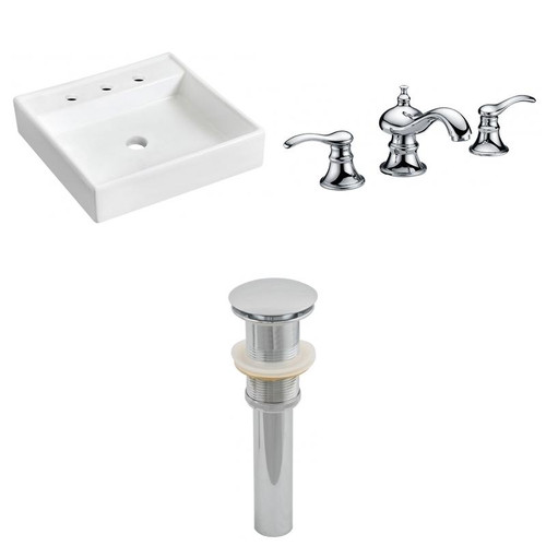 17.5" W Wall Mount White Vessel Set For 3H8" Center Faucet (AI-26156)