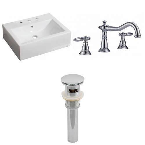 21" W Wall Mount White Vessel Set For 3H8" Center Faucet (AI-26129)