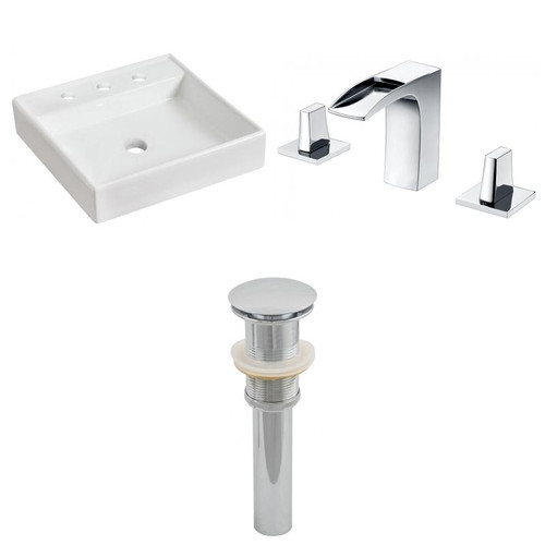 17.5" W Above Counter White Vessel Set For 3H8" Center Faucet (AI-26086)