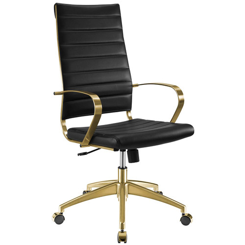 Jive Gold Stainless Steel Highback Office Chair EEI-3417-GLD-BLK