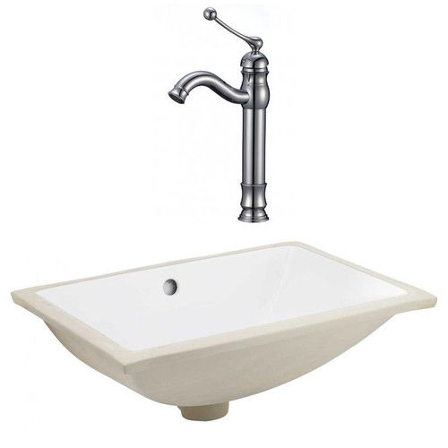 Csa Undermount Sink Set - White-Chrome Hardware W/ Deck Mount Cupc Faucet (AI-23104)