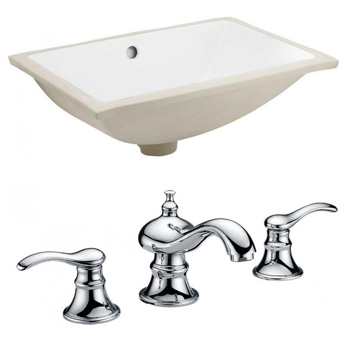 Cupc Rectangle Undermount Sink Set - White-Chrome Hardware W/ 3H8" Cupc Faucet (AI-22875)