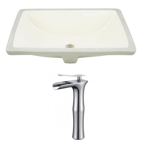 Undermount Sink Set In Biscuit - Chrome Hardware W/ Deck Mount Cupc Faucet (AI-22800)