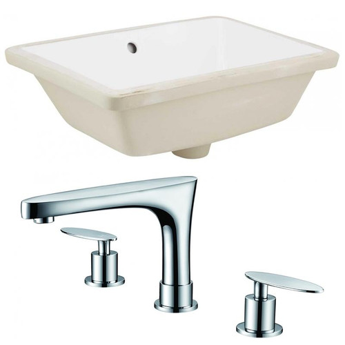 Rectangle Undermount Sink Set - White-Chrome Hardware W/ 3H8" Cupc Faucet (AI-22767)