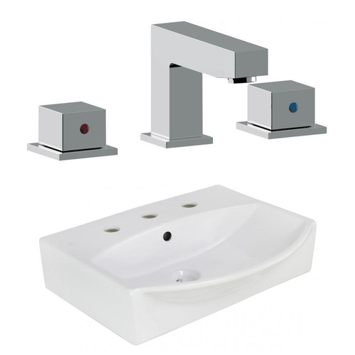 19.5" W Wall Mount White Vessel Set For 3H8" Center Faucet (AI-22646)