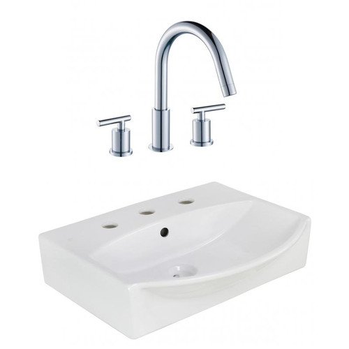 19.5" W Wall Mount White Vessel Set For 3H8" Center Faucet (AI-22645)